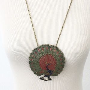 Bohemian Bronze Peacock Necklace